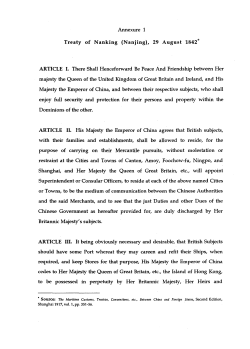 Annexure 1 Treaty of Nanking (Nanjing), 29 August