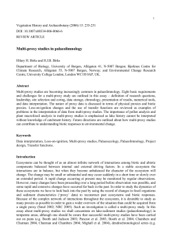 Multi-proxy studies in palaeolimnology - BORA