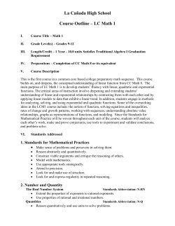 Course Outline Math 1
