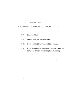 CHARTER III R.B. CATTELL`S PERSONALITY THEORY 3.1