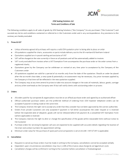 JCM Seating Solutions Ltd Terms and Conditions of Sale The