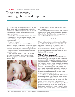 I want my mommy&rdquo; Guiding children at nap time &ldquo;