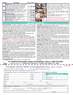 First Baptist Orlando Alaska Cruise Registration Form June 17