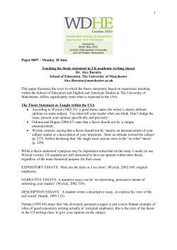 Teaching the thesis statement in UK academic