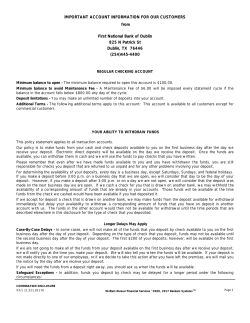 IMPORTANT ACCOUNT INFORMATION FOR OUR CUSTOMERS