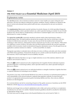 19th WHO Model List of Essential Medicines