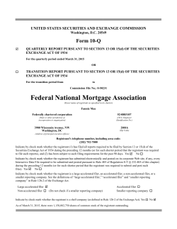 Fannie Mae First Quarter 2015 Form 10-Q