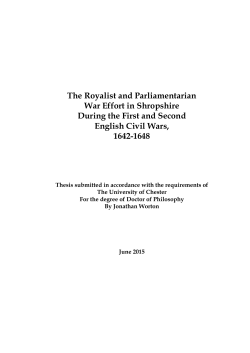 The Royalist and Parliamentarian War Effort in Shropshire During