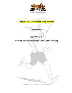 SIS30310 : Certificate III in Fitness Notebook