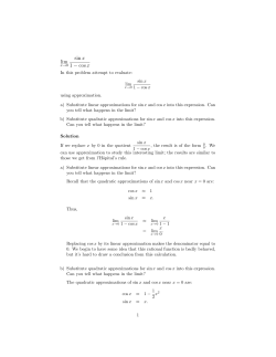 sin x/(1 &minus; cos x) as x Approaches 0