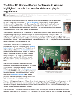 The latest UN Climate Change Conference in Warsaw highlighted