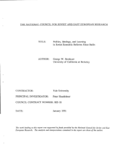 Politics, Ideology, and Learning in Soviet Economic Reforms Since