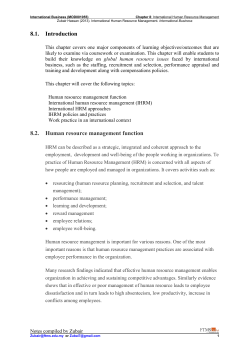 8.1. Introduction 8.2. Human resource management function