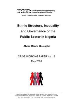 Ethnic Structure, Inequality and Governance of the Public Sector in