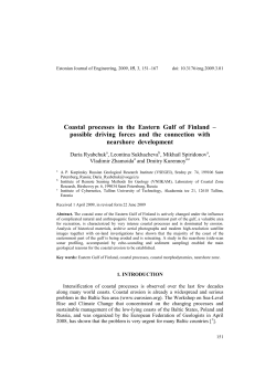 Coastal processes in the Eastern Gulf of Finland
