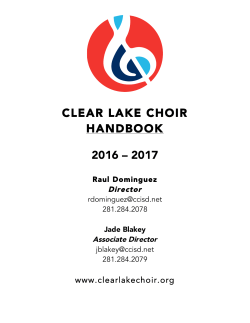 CLEAR LAKE CHOIR HANDBOOK 2016 &ndash; 2017