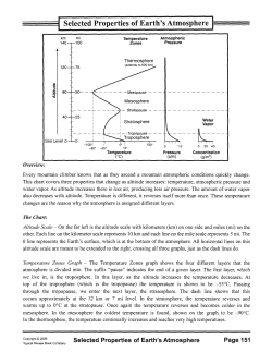 Selected Properties of Earth`s Atmosphere
