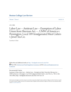 Labor Law&mdash;Antitrust Law&mdash;Exemption of Labor Union from
