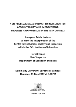 A CO-PROFESSIONAL APPROACH TO INSPECTION FOR