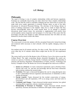 A.P. Biology Philosophy Course Overview