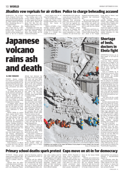 Japanese volcano rains ash and death
