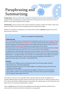 Paraphrasing and Summarising -