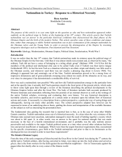Nationalism in Turkey: Response to a Historical Necessity