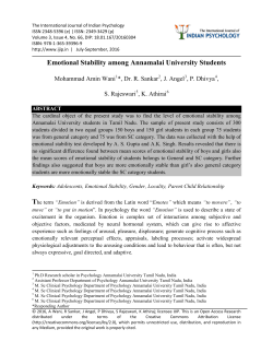 Emotional Stability among Annamalai University Students