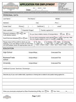 APPLICATION FOR EMPLOYMENT 275 Badger