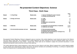 Re-presented Content Objectives: Science