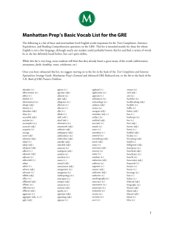 Manhattan Prep`s Basic Vocab List for the GRE