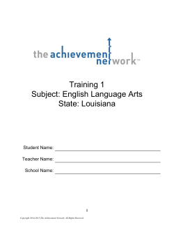Training 1 Subject: English Language Arts State: Louisiana