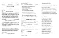 ORDER FOR THE PUBLIC WORSHIP OF GOD God Calls Us To