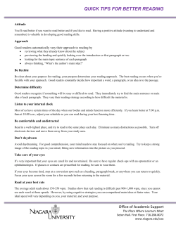 QUICK TIPS FOR BETTER READING