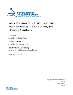 Work Requirements, Time Limits, and Work Incentives in TANF