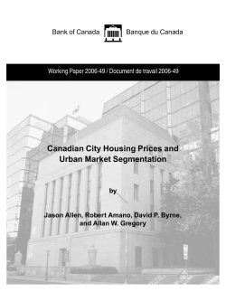 Canadian City Housing Prices and Urban Market
