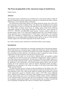 The Peace-keeping Role of the American troops in South Korea