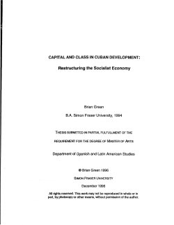 Capital and class in Cuban development : restructuring the socialist