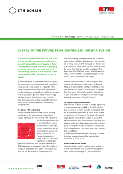 Fact Sheet: Energy of the future from controlled nuclear fusion