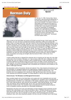 Our Words: The Herman Daly Farewell Speech