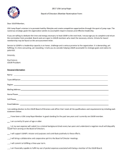 2017 USA Jump Rope Board of Directors Member Nomination Form