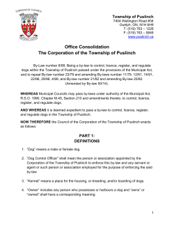 Dog Control By-law - Puslinch Township