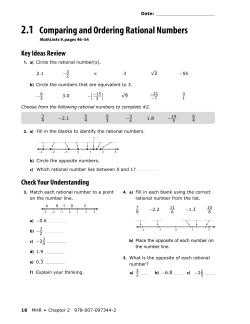 2.1 Comparing and Ordering Rational Numbers