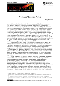 A Critique of Consensus Politics