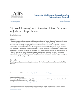 &ldquo;Ethnic Cleansing&rdquo; and Genocidal Intent: A Failure of Judicial