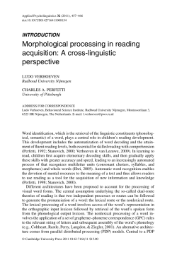 Morphological processing in reading acquisition