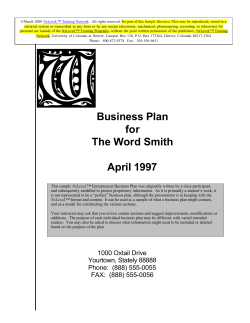 Business Plan for The Word Smith