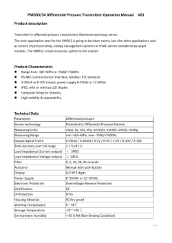PMD33/34 Differential Pressure Transmitter Operation Manual V01