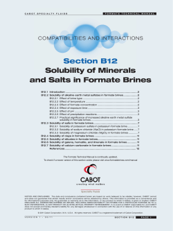 Section B12 Solubility of Minerals and Salts in Formate Brines