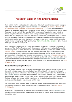 The Sufis` Belief in Fire and Paradise